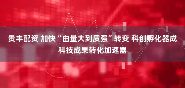贵丰配资 加快“由量大到质强”转变 科创孵化器成科技成果转化加速器